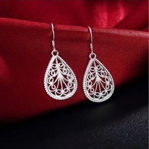 Silver Filigree Teardrop Earrings